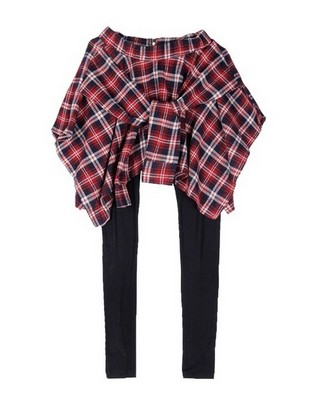 假兩件格子legging_1